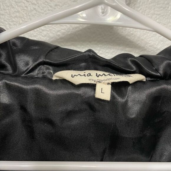 Mia Melon Satin-Lined Waterproof Wool Jacket Hooded - Jessica Black Size Large - Picture 10 of 11